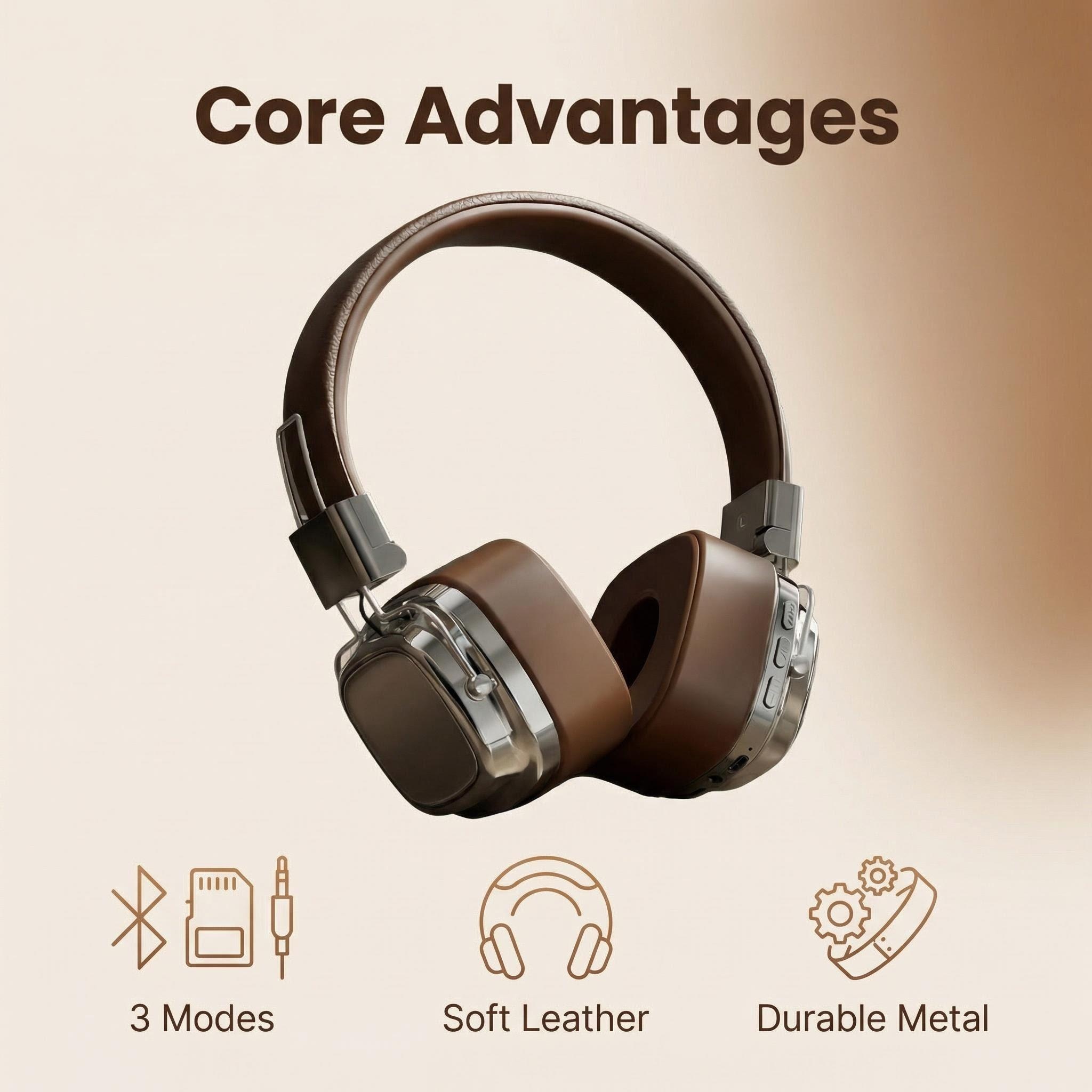 Retro Game Controller Usb - Headphone Kulit Retro Over-ear Nirkabel Bluetooth