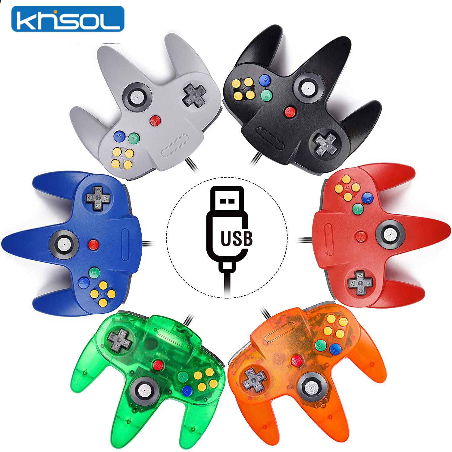 Retro Game Controller Usb - N64 kontroler klasik berkabel USB, aksesori
